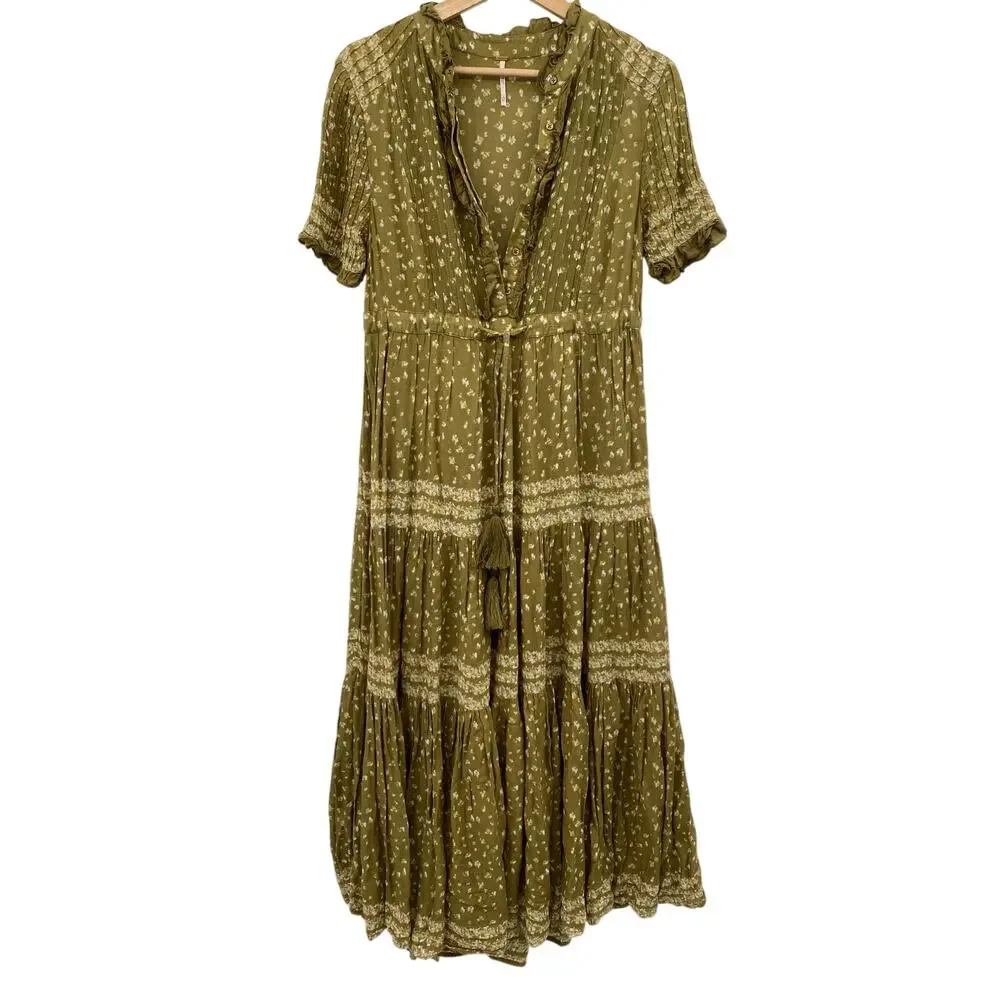 Free People XS Rare Feelings Midi Dress in Green - Picture 3 of 11
